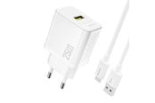 Puhelin - Adapterit & Laturit - Dudao A27STEU 25W GaN USB-A wall charger with USB-A cable - USB-C - white - 6976625334872