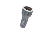 Puhelin - Adapterit & Laturit - Dudao R4Ultra 120W Power Delivery Quick Charge LED USB-A USB-C Car Charger - Grey - 6976625335824