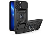 Puhelin - Kannet ja kotelot - Hurtel Hybrid Armor Camshield Case for iPhone 13 Pro Armored Case with Camera Cover Black - 9145576267974