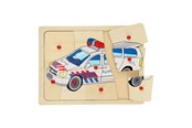 Palapelit - Playwood Wooden Knob Puzzle Police 9 pcs. Puu - RS241-POL