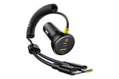 Puhelin - Adapterit & Laturit - Baseus Circular 60W USB-A + USB-C Car Charger with Built-in Lightning + USB-C Cable 1.4m - Black - C00035902121-01