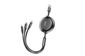 USB kaapelit - Baseus Golden Loop 3in1 extendable cable USB - micro USB / Lightning / USB-C 3.5A 35cm - 120cm black (CAMLT-JH01) *DEMO* - CAMLT-JH01