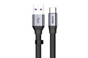 USB kaapelit - Baseus Simple flat cable USB cable / USB Type C SuperCharge 5A 40W Quick Charge 3.0 QC 3.0 23cm gray (CATMBJ-BG1) - CATMBJ-BG1