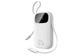 Powerbank - Baseus EnerFill FC31 20000mAh 22.5W Powerbank with Digital Display and 2 Built-in Cables (USB-C + Lightning) - White Powerbank - Valkoinen - 20000 mAh - P10082107213-00