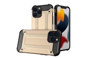 Puhelin - Kannet ja kotelot - Hurtel Hybrid Armor Case Tough Rugged Cover for iPhone 13 Pro Golden - 5907769326578