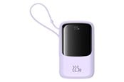 Powerbank - Baseus Qpow Pro+ 10000mAh 22.5W Power Bank with Built-in USB-C Cable and Display - Purple Powerbank - Violetti - 10000 mAh - P10067101513-00