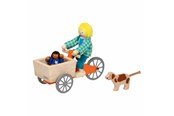 Puulelut - Goki Dollhouse Wooden Cargo Bike with Child and Dog - 51462
