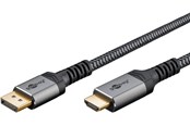 Näyttökaapeli - Pro Diplayport- HDMI 2.0/2.1 - 1m - Grey - 4040849789649