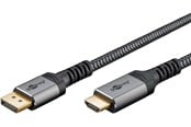 Näyttökaapeli - Pro Diplayport- HDMI 2.0/2.1 - 2m - Grey - 4040849789656