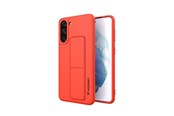 Puhelin - Kannet ja kotelot - Wozinsky Kickstand Case Silicone Case with Stand Case for Samsung Galaxy S21+ 5G Red - 9111201941427