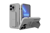 Puhelin - Kannet ja kotelot - Wozinsky Kickstand Case Silicone Case with Stand iPhone 13 mini gray - 9145576234259