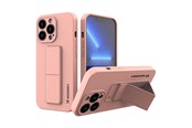 Puhelin - Kannet ja kotelot - Wozinsky Kickstand Case Silicone Case with Stand iPhone 13 mini pink - 9145576234297