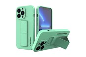 Puhelin - Kannet ja kotelot - Wozinsky Kickstand Case Silicone Case with Stand iPhone 13 Mini Mint - 9145576234303