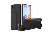 Puhelin - Kannet ja kotelot - Wozinsky Kickstand Case Silicone Case with Stand Case for Xiaomi Redmi Note 11 Pro Black - 9145576247471