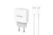 Puhelin - Adapterit & Laturit - Dudao A14EUC PD 20W USB-C Wall Charger with Cable - White - 6976625332984
