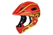 Polkupyörän valot - Wozinsky Fullface Children's Bicycle Helmet with USB Rear Light 52-56 cm - Red-Yellow - 5907769381003