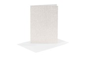 Vihkot, Lomakkeet & Muistikirjat - Creativ Company Cards and Envelopes 10.5x15cm Glitter White - 4 pcs. - 23028