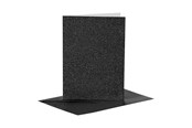 Vihkot, Lomakkeet & Muistikirjat - Creativ Company Cards and Envelopes 10.5x15cm Glitter Black - 4 pcs. - 23027