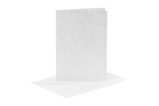 Vihkot, Lomakkeet & Muistikirjat - Creativ Company Cards and Envelopes 10.5x15cm Glitter Silver - 4 pcs. - 23024