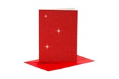Vihkot, Lomakkeet & Muistikirjat - Creativ Company Cards and Envelopes 10.5x15cm Glitter Red - 4 pcs. - 23025