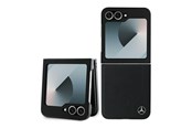 Puhelin - Kannet ja kotelot - Mercedes Leather Wood Imitation MagSafe Case for Samsung Galaxy Z Flip 6 - Black - 3666339323080