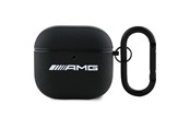 Puhelin - Kannet ja kotelot - Mercedes AMG Leather White Logo Case for AirPods 4 - Black / White - 3666339397463