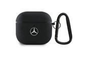 Puhelin - Kannet ja kotelot - Mercedes Leather Metal Logo Case for AirPods 4 - Black - 3666339397500