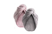 Hyvinvointi - PARSA 2 x microfiber hårturban - Grå og rosa - P00002800-111