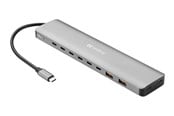 USB hub - Sandberg USB-C to 8xUSB-C+2xUSB-A 100W USB hub - 10 porttia - Harmaa - 136-80