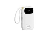 Powerbank - Baseus EnerFill FC31 10000mAh 22.5W Power Bank with Digital Display with 2 Built-in Cables - White Powerbank - Valkoinen - 10000 mAh - P10082106213-00