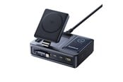Puhelin - Adapterit & Laturit - Baseus NOMOS 140W Qi2 5-in-1 Wireless Charging Station with Retractable USB-C Cable and Digital Display - Black - P10170902123-00