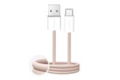 USB kaapelit - Puro Fabrik 10W braided USB-A - USB-C 1.5m - beige - PUCAC10WFABK415MTBEG
