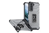 Puhelin - Kannet ja kotelot - Hurtel Crystal Ring Case Tough Hybrid Cover + Magnetic Holder for Samsung Galaxy S22 + (S22 Plus) Black - 5907769337383