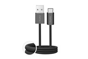 USB kaapelit - Puro Fabrik 2.0 10W USB-A - USB-C Braided Cable 1.5 m - Black - PUCAC10WFABK415MTBLK