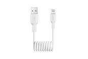 USB kaapelit - Puro 12W USB-A Spiral Cable - Lightning 1m - White - PUCAPLT12WSPWHI