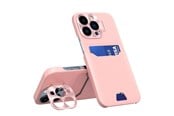 Puhelin - Kannet ja kotelot - Hurtel Leather Stand Case for Samsung Galaxy S23 Ultra Cover Card Wallet with Stand Pink - 9145576274842