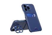 Puhelin - Kannet ja kotelot - Hurtel Leather Stand Case for Samsung Galaxy S23 Ultra Cover Card Wallet with Stand Blue - 5907769353420