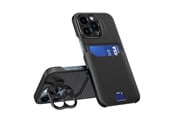 Puhelin - Kannet ja kotelot - Hurtel Leather Stand Case for iPhone 14 Pro Max Cover Card Wallet with Stand Black - 9145576269756
