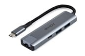 USB hub - Lindy USB 3.2 Gen 2 Type C Hub & Gigabit Ethernet Converter USB hub - 4 porttia - USB 3.2 - Harmaa - 43422