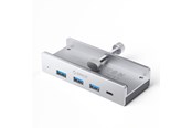 USB hub - ORICO MH4PC Hub Clamp-Mounted USB-C / 3x USB-A 3.0 + 1x USB-C 3.0 - Silver USB hub - 4 porttia - USB 3.0 - Harmaa - MH4PC-10-SV-BP