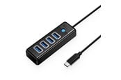 USB hub - ORICO PW4U-C3 USB-C / 4x USB-A 3.0 Hub - Black USB hub - 4 porttia - USB 3.0 - Musta - PW4U-C3-015-BK-EP