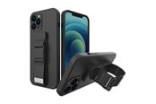 Puhelin - Kannet ja kotelot - Hurtel Rope Case Silicone Lanyard Cover Purse Lanyard Strap for Xiaomi Redmi 10 Black - 5907769340512