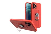 Puhelin - Kannet ja kotelot - Hurtel Ring Case silicone case with finger holder and stand for Xiaomi Redmi Note 11 Pro Red - 5907769340932