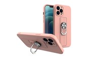 Puhelin - Kannet ja kotelot - Hurtel Ring Case Silicone Case with Finger Holder and Stand for Xiaomi Redmi Note 11 Pro Pink - 5907769340949
