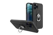 Puhelin - Kannet ja kotelot - Hurtel Ring Case silicone Case with a Finger Grip and stand for Samsung Galaxy A73 Black - 5907769341144
