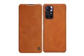 Puhelin - Kannet ja kotelot - Nillkin Qin Case Case for Xiaomi Redmi Note 11T 5G / Note 11S 5G / Note 11 5G (China) / Poco M4 Pro 5G Camera Cover Holster Cover Flip Case Brown - 6902048234956