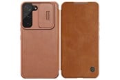 Puhelin - Kannet ja kotelot - Nillkin Qin Leather Pro Case Case for Samsung Galaxy S22+ (S22 Plus) Camera Cover Holster Cover Flip Case Brown - 6902048235540