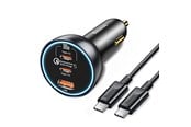 Puhelin - Adapterit & Laturit - Baseus 160W Car Charger with Qualcomm® Quick Charge™ 5 Technology 2xUSB-C 1xUSB-A - Gray - CGZX000013