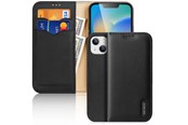 Puhelin - Kannet ja kotelot - Dux Ducis Hivo Leather Flip Case Genuine Leather Cover Card & Document Wallet iPhone 14 Plus Black - 6934913034996
