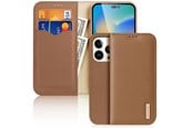 Puhelin - Kannet ja kotelot - Dux Ducis Hivo Leather Flip Case Genuine Leather Cover Card & Document Wallet iPhone 14 Pro Brown - 6934913033036